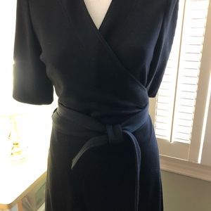 Exquisite black wool wrap dress